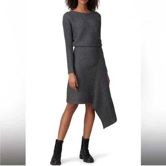 NWT All Saints Gray Ribbed Knit Sweater Dress Size S - Picture 4 of 9